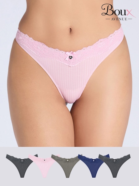 Grey - Boux Avenue Charli Stripe Brazilian Knickers 5 Pack
