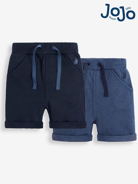 JoJo Maman Bébé Navy Blue & Royal Blue 2-Pack Jogger Shorts (854327) | £19 - £22