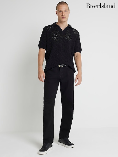 River Island Black Straight Fit Stretch Jeans (854390) | £35