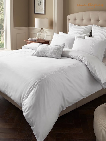 Sam Faiers White Alice Embroidery Duvet Cover & Pillowcase Set (854632) | £30 - £50