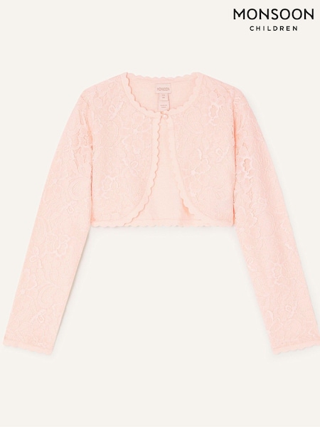 Monsoon Pink 100% Cotton Lace Cardigan (855033) | £25 - £29