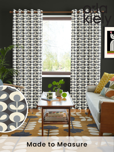 Orla Kiely Grey 100% Cotton Oval Flower Made To Measure Curtains (855288) | £91