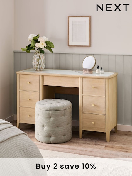 Light Natural Clementine Oak Veneer Console Dressing Table (855569) | £799