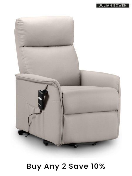 Julian Bowen Cream Helena Faux Leather Pebble Recliner Chair (855602) | £435
