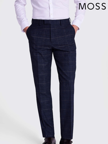 MOSS Navy Blue Tailored Check Suit: Trousers (856183) | £90