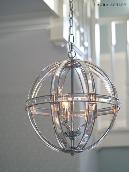 Laura Ashley Polished Chrome Aidan Glass Globe 3 Light Light (856795) | £299