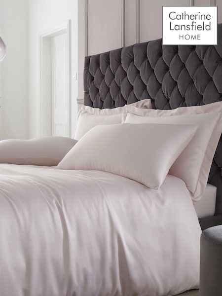 Catherine Lansfield Blush Pink Silky Soft Satin Duvet Cover and Pillowcase Set (856852) | £15 - £35