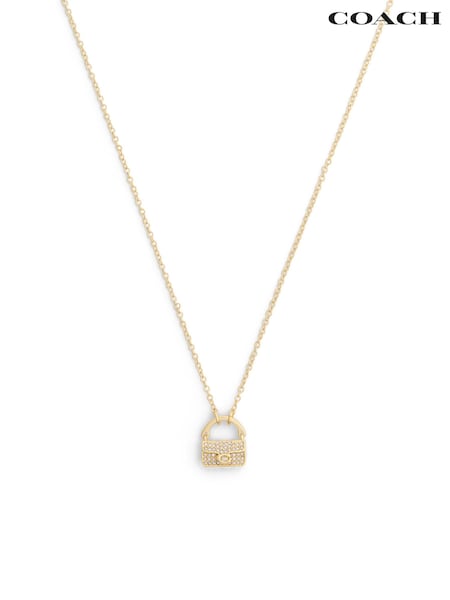 Gold Tone - Coach Iconic Charms Pavé Handbag Pendant Necklace