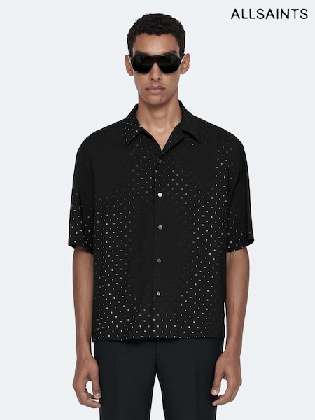 Black - Regular Allsaints Fade Polka Short Sleeve Shirt