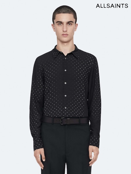 Black - Regular Allsaints Fade Polka Long Sleeve Shirt