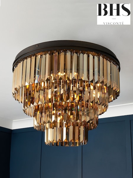 Visconte by BHS Bronze Ingot Crystal Pendant Flush Ceiling Fitting Ceiling Light (858383) | £360