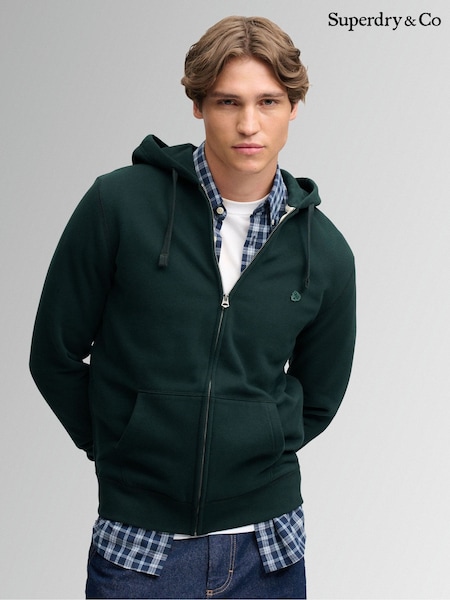 Dark Green - Regular Superdry Essential Sdco Logo Zip Hoodie