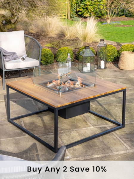 Pacific Natural Garden Cosiloft Black and Teak Table with Fire Pit (859269) | £1,300
