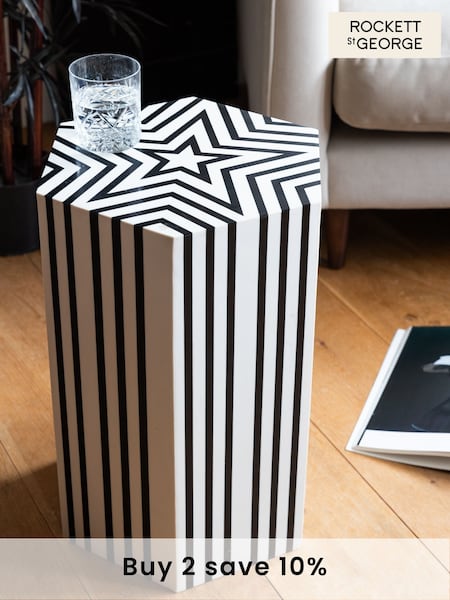 Rockett St George Black/White Mono Stripe Side Table (859741) | £249