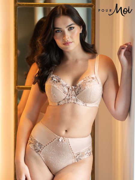 Pour Moi Brown High Waist Sofia Embroidered Lace Knickers (861164) | £18