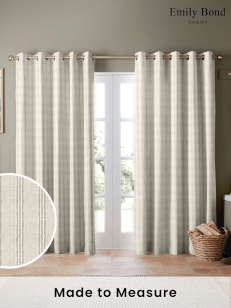 Emily Bond Natural George Stripe Made to Measure Curtains (861592) | £91