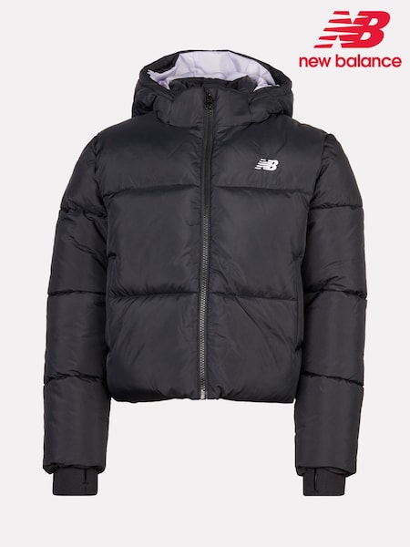 Black - New Balance Wide Baffle Puffer Coat