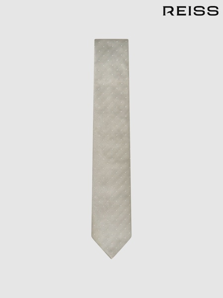 Reiss Champagne Liam Polka Dot Silk Tie (862711) | £48
