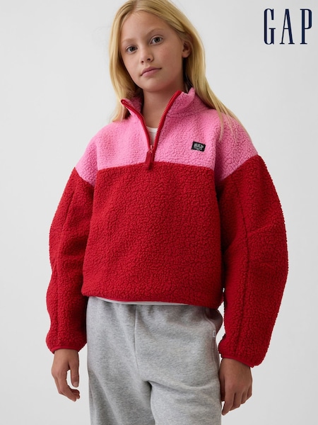 Red & Pink - Gap Sherpa Quarter-zip Sweatshirt (4-13yrs)