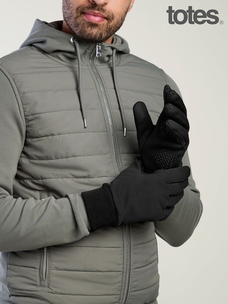 Black - Regular Totes Stretch Thermal Gloves With Smartouch