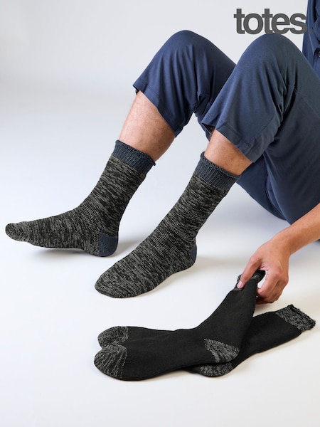 Black - Regular Totes Brushed Thermal Socks 2 Pack
