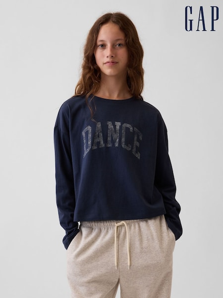 Navy Dance - Gap Oversized Graphic Long Sleeve T-shirt (4-13yrs)