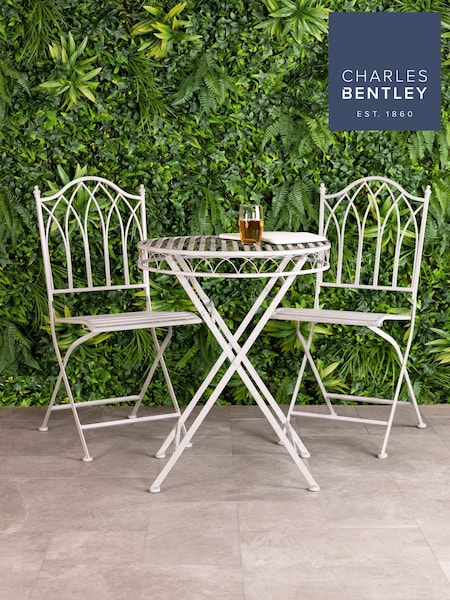 Charles Bentley Grey Garden Wrought Iron Feminine Bistro Set (864619) | £180