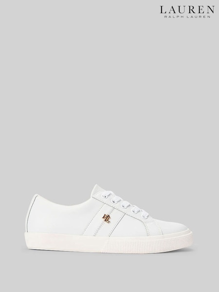 Lauren Ralph Lauren White Janson Logo Leather Trainers (865111) | £89
