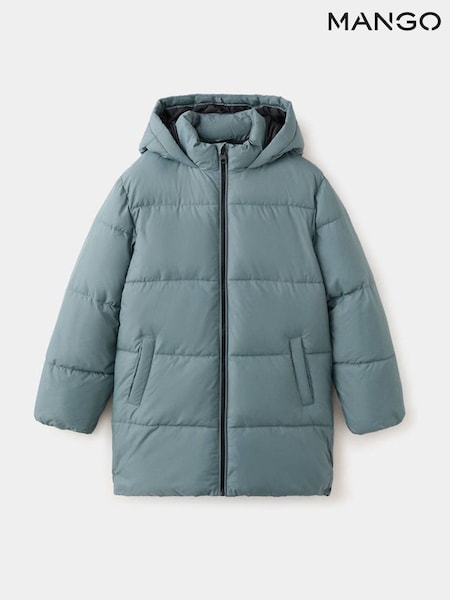 Dark Blue - Mango Hooded Puffer Amerlong Coat