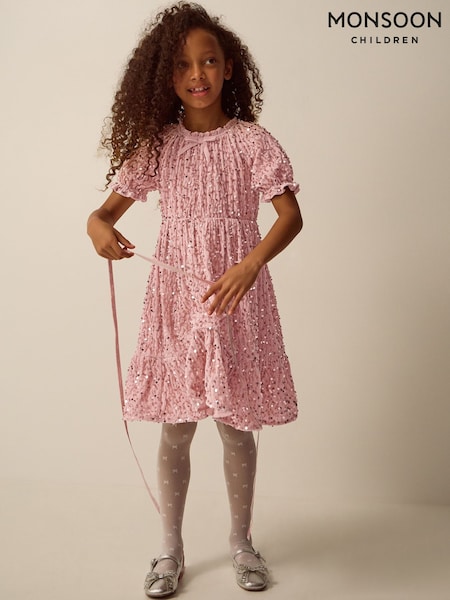 Pink - Monsoon Fenella Sequin Velvet Party Dress