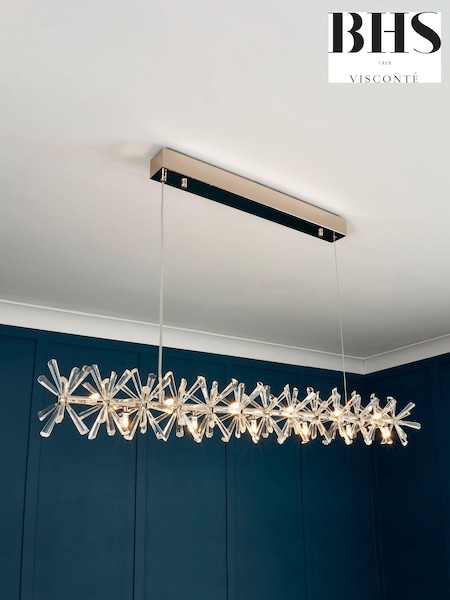 Visconte by BHS Silver Scafati Pendant 5 Light Linear Pendant Bar Ceiling Light (866250) | £400