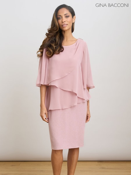 Pink - Gina Bacconi Myleene Layered Chiffon Overlay Dress