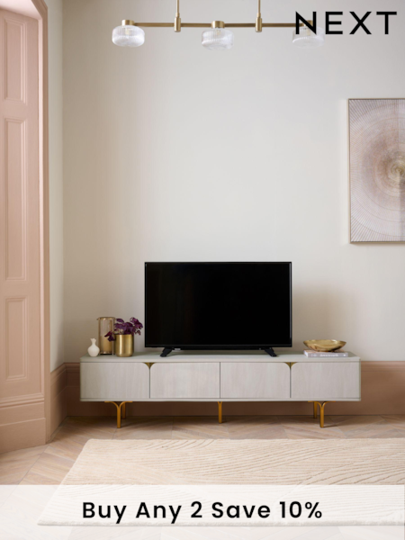 Light Evie Oak Effect Up to 80 inch Slim TV Unit (867878) | £350