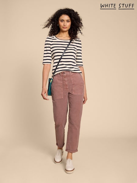 White Stuff Pink Petite Twister Chino Trousers With Linen (868136) | £59
