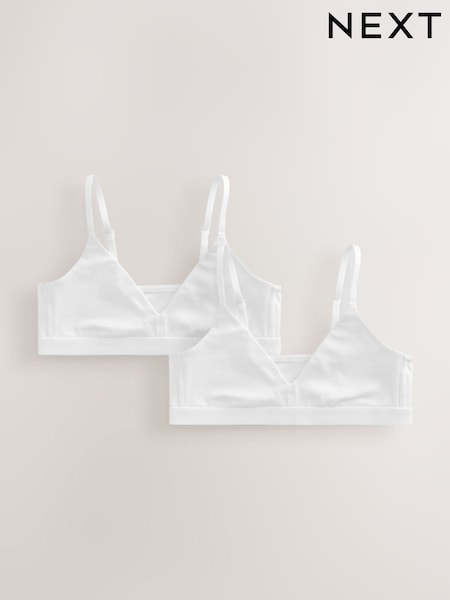 White - Triangle Bralettes 2 Pack (5-16yrs)