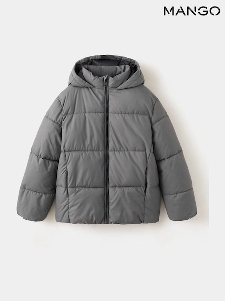 Grey - Mango Padded Hooded Puffer Jacket