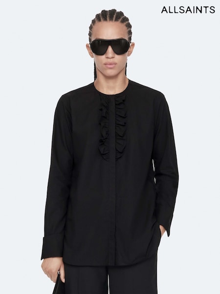 Black - Allsaints Amara Ruffle Shirt