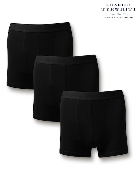 Charles Tyrwhitt Black Cotton Stretch Jersey Trunks 3 Pack (869649) | £30