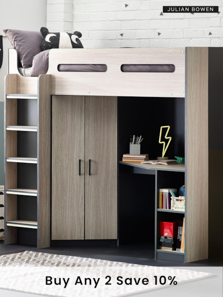 Julian Bowen Natural Hercules Woodgrain High Sleeper with Storage (870058) | £780