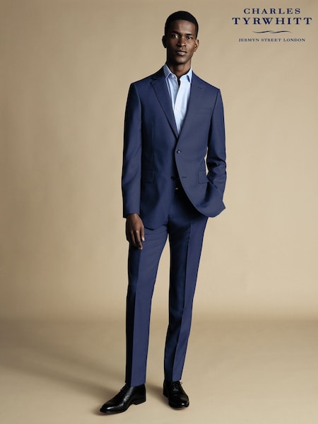 Charles Tyrwhitt Blue Slim Fit Sharkskin Ultimate Performance Suit (870245) | £270