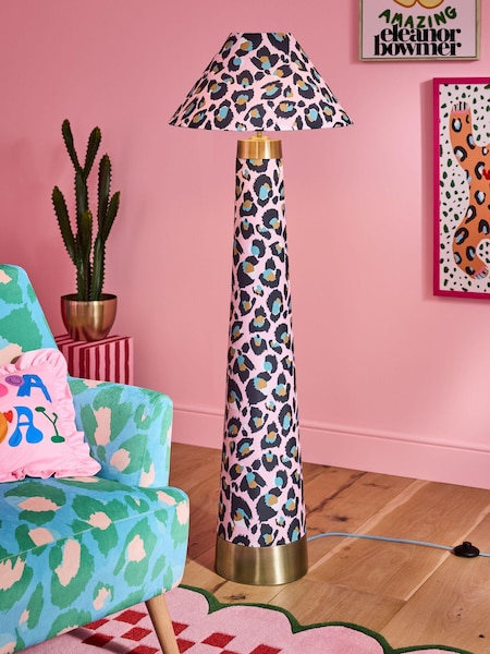 Eleanor Bowmer Pink Leopard Print Floor Lamp (870613) | £170