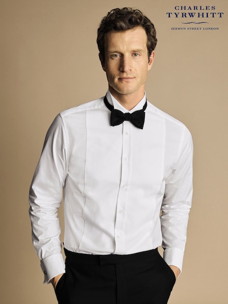 Charles Tyrwhitt White Bib Front Wing Collar Evening Slim Fit Shirt (871075) | £80