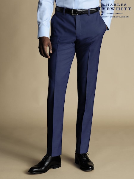 Charles Tyrwhitt Blue Slim Fit Sharkskin Ultimate Performance Suit Trousers (871329) | £130
