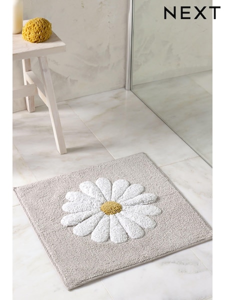 Grey Daisy 100% Cotton Shower Mat (871736) | £12
