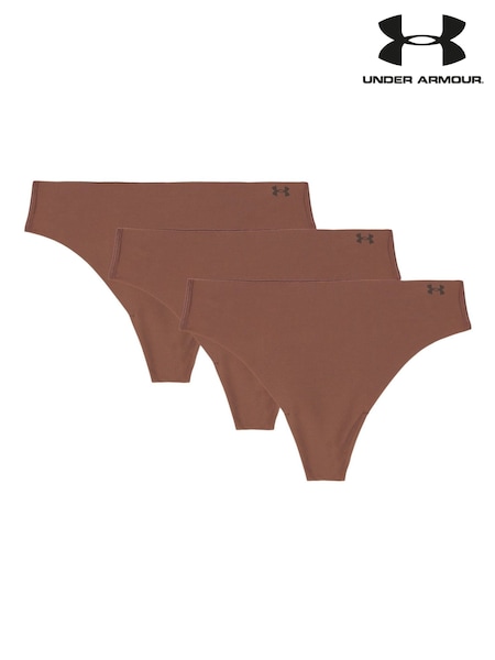 Under Armour Dark Brown No Show Pure Stretch Thongs 3 Pack (871914) | £26
