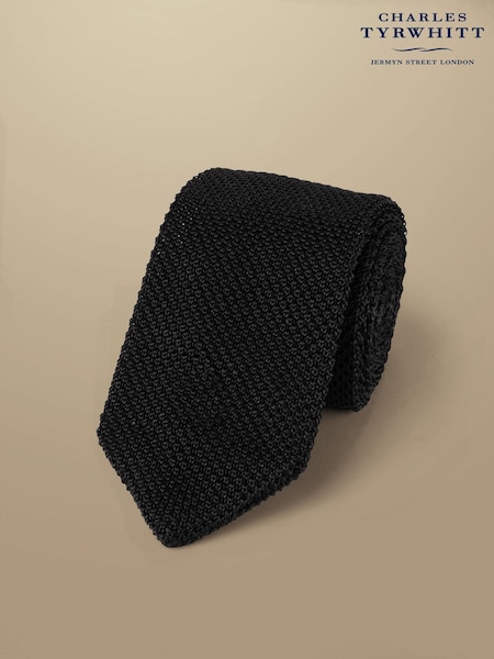 Charles Tyrwhitt Black Silk Knitted Slim Tie (871945) | £35