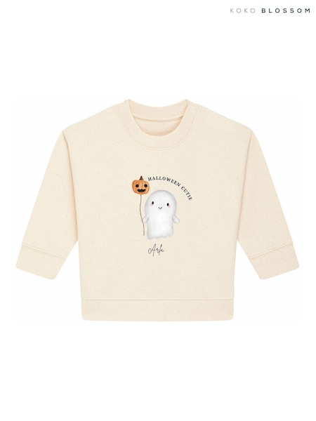 Cream - Personalised Baby Ghost Halloween Sweatshirt By Koko Blossom