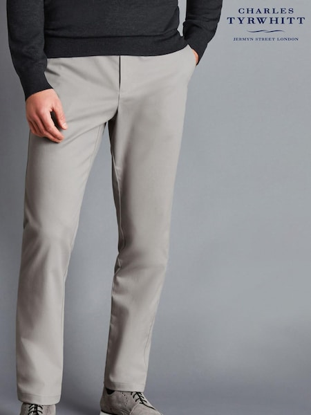 Charles Tyrwhitt Grey Slim Fit Ultimate Non-Iron Chino Trousers (872473) | £90