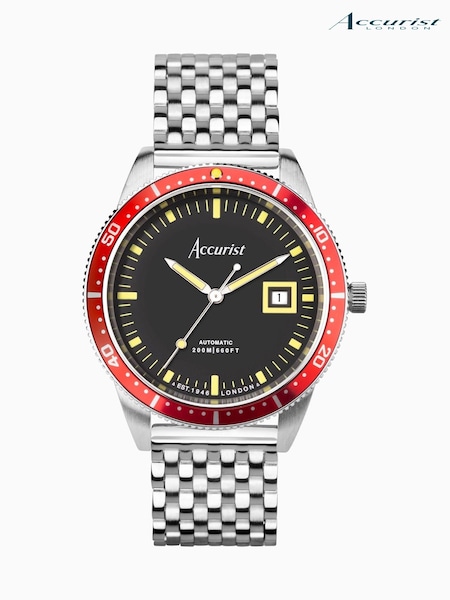 Accurist Mens Silver Tone Dive Automatic Stainless Steel Bracelet 42mm Watch (872735) | £199
