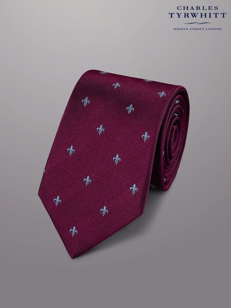 Charles Tyrwhitt Purple Fleur De Lys Silk Stain Resist Tie (873036) | £35